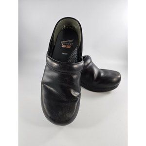 Dansko XP 2.0 Women's Black Clogs Leather Shoe, Slip-On Comfort Size 38 US 7.5